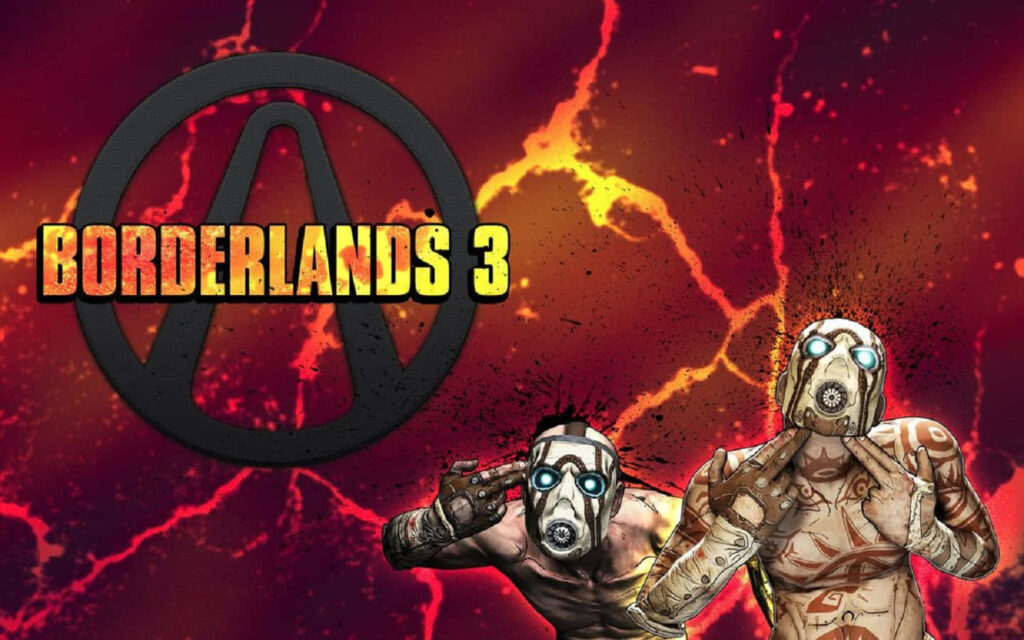 Borderlands 3 Wallpaper with Psycho Characters and Explosive Background