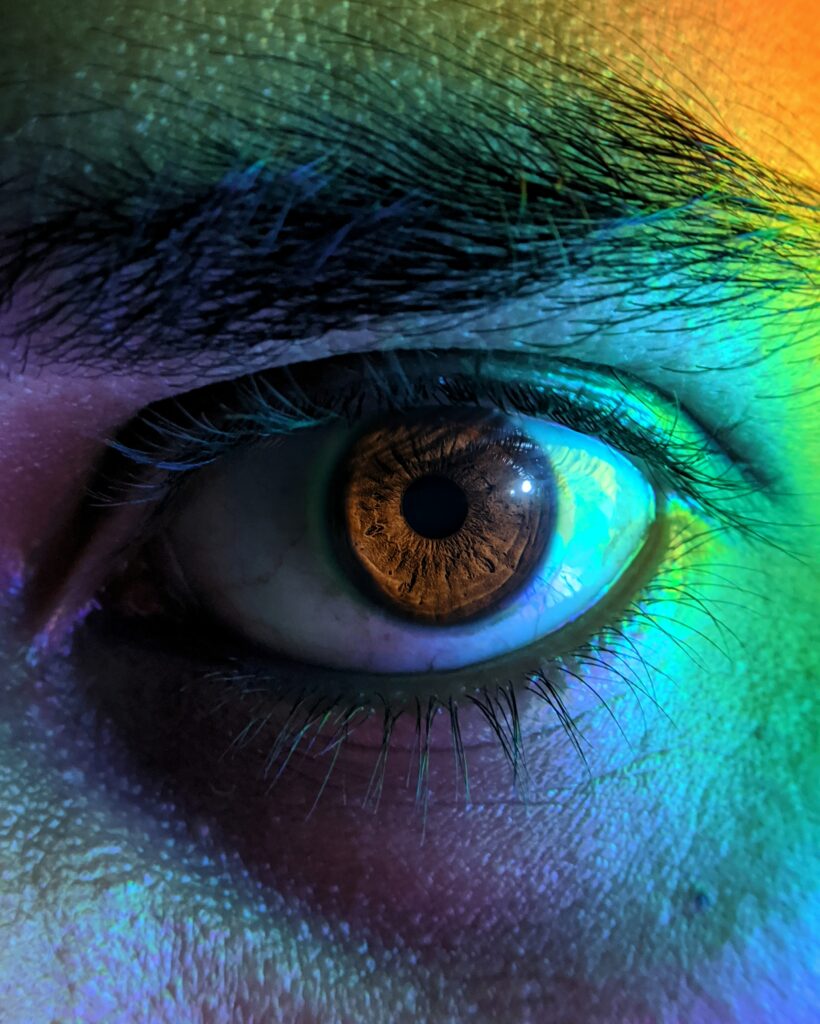 Vibrant Macro Human Eye Close-Up: Intricate Details & Colorful Wallpaper