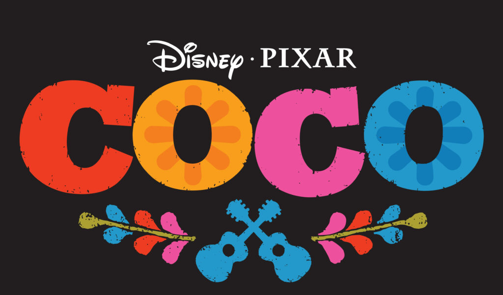 Vibrant Coco Movie Title Design Wallpaper: Colorful Typography & Elements