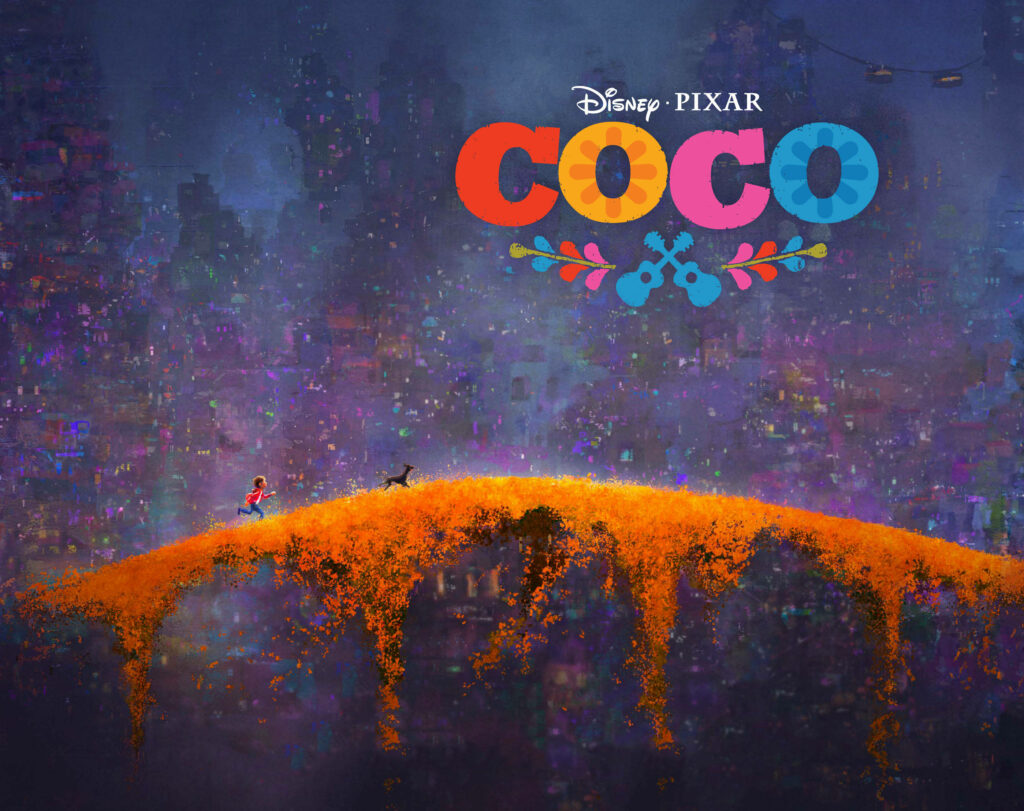 Vibrant Coco Wallpaper: Iconic Marigold Bridge in Mystical Land