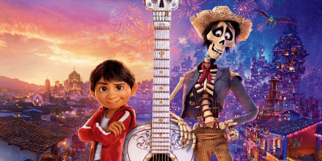 Stunning Coco Wallpaper: Miguel & Hector with Vibrant Guitar Scene