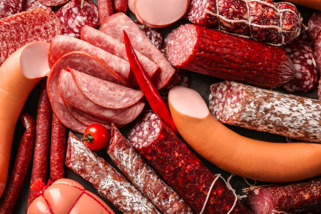 Vibrant Cold Meats Wallpaper: Sausages, Salami & Deli Cuts Art