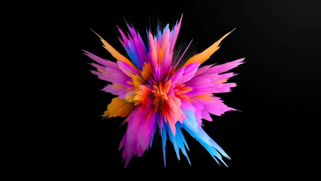 Vibrant Color Burst Wallpaper Against Black Background