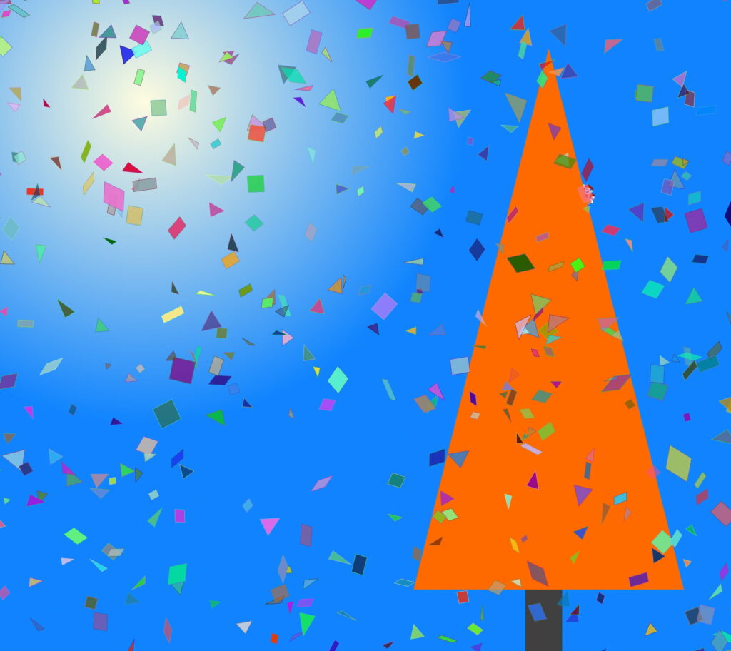 Vibrant Sky Celebration: A Burst of Colorful Confetti under the Sun Wallpaper