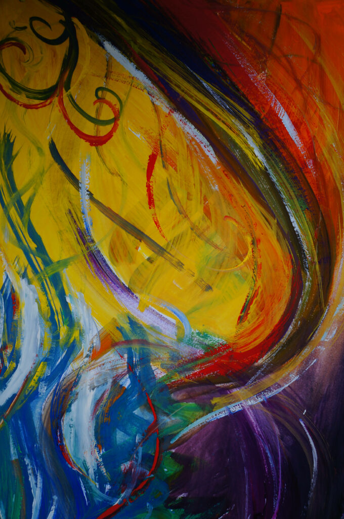 Vibrant Abstract Colorful Wallpaper: Energetic Swirls and Brush Strokes