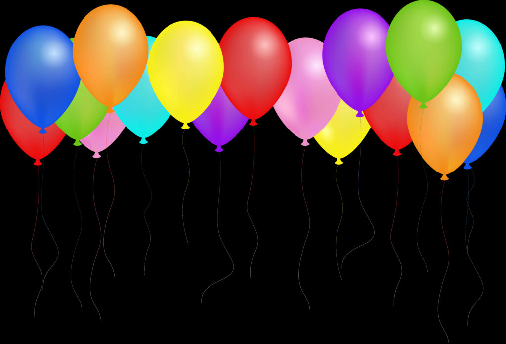 Colorful Balloons on Black Background - Festive Wallpaper Design