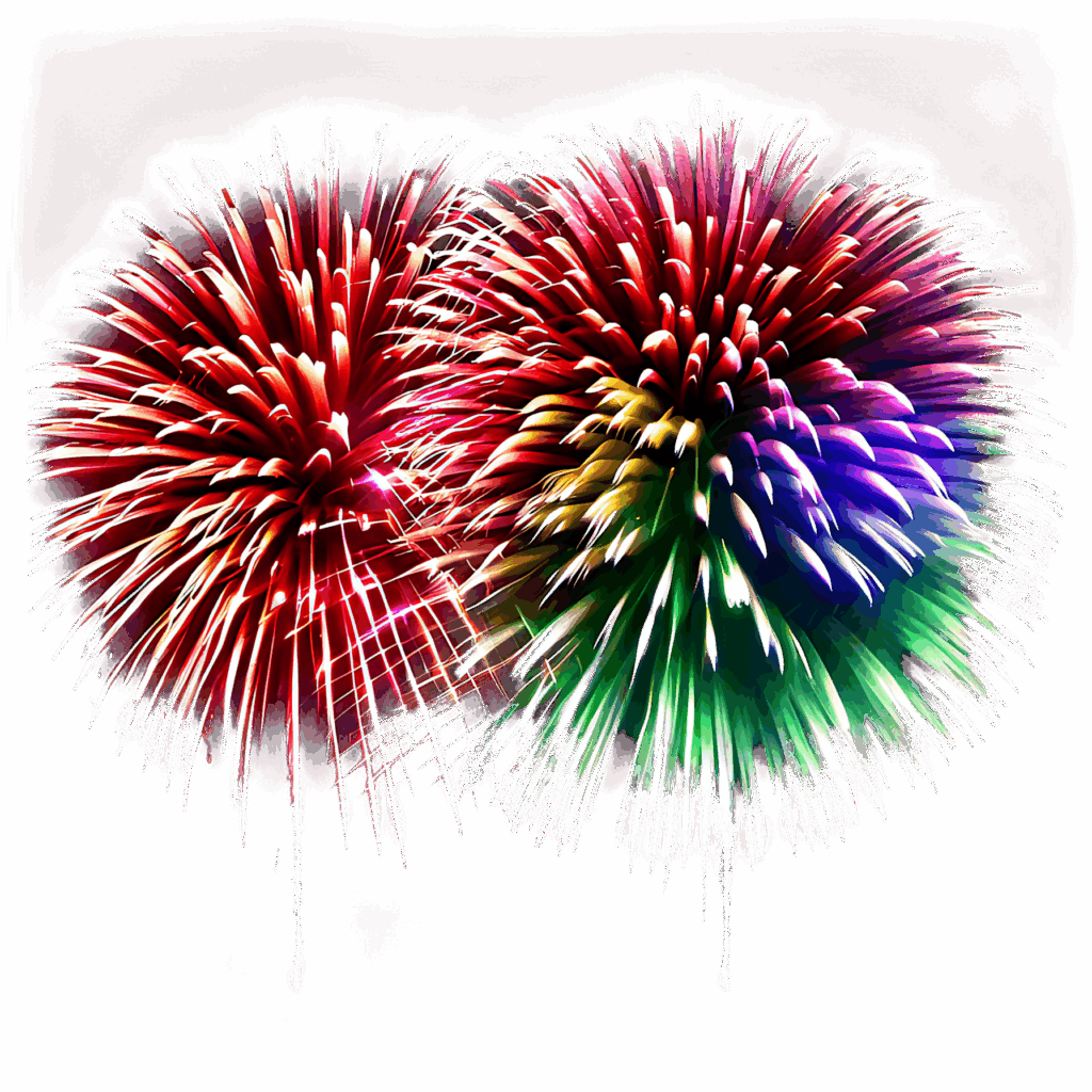 Vibrant colorful fireworks bursting against soft sky celebrating 4th of July festive spirit wallpaper