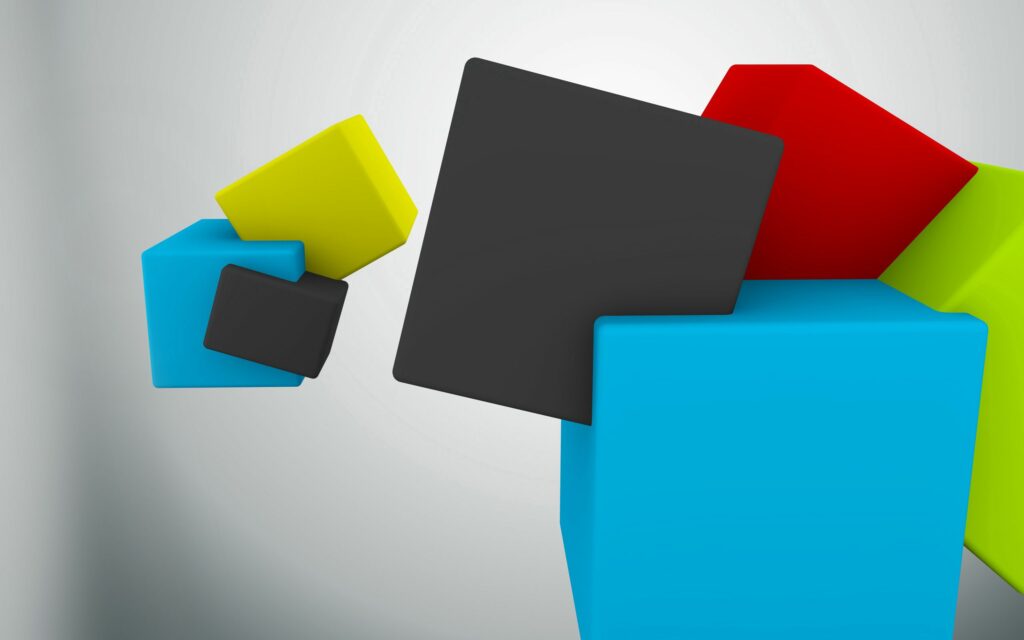 Vibrant Floating Cubes Wallpaper – Modern Geometric Background 2560x1600