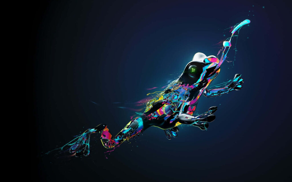 Dynamic Colorful Frog Wallpaper: Vibrant Abstract Design