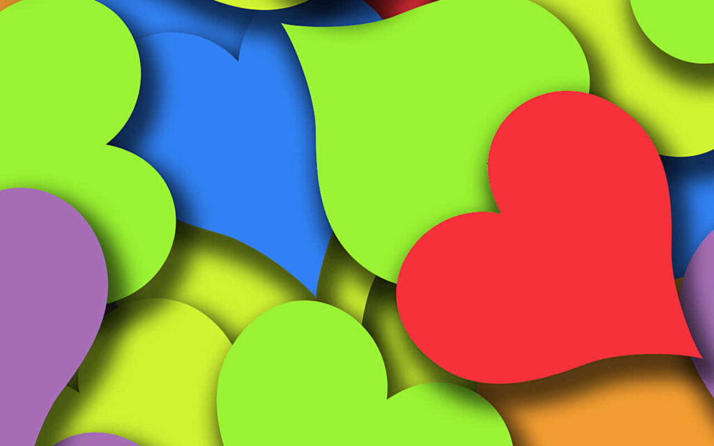 Colorful Heart Wallpaper Background: Lively Overlapping Design