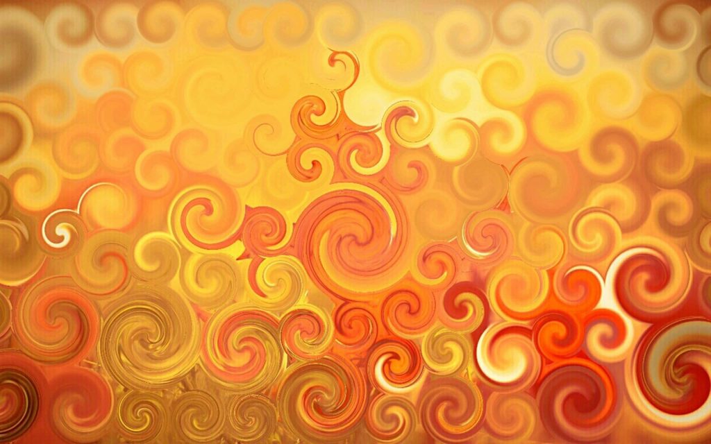 Vibrant colorful swirl wallpaper with warm yellow orange red spirals abstract digital art background
