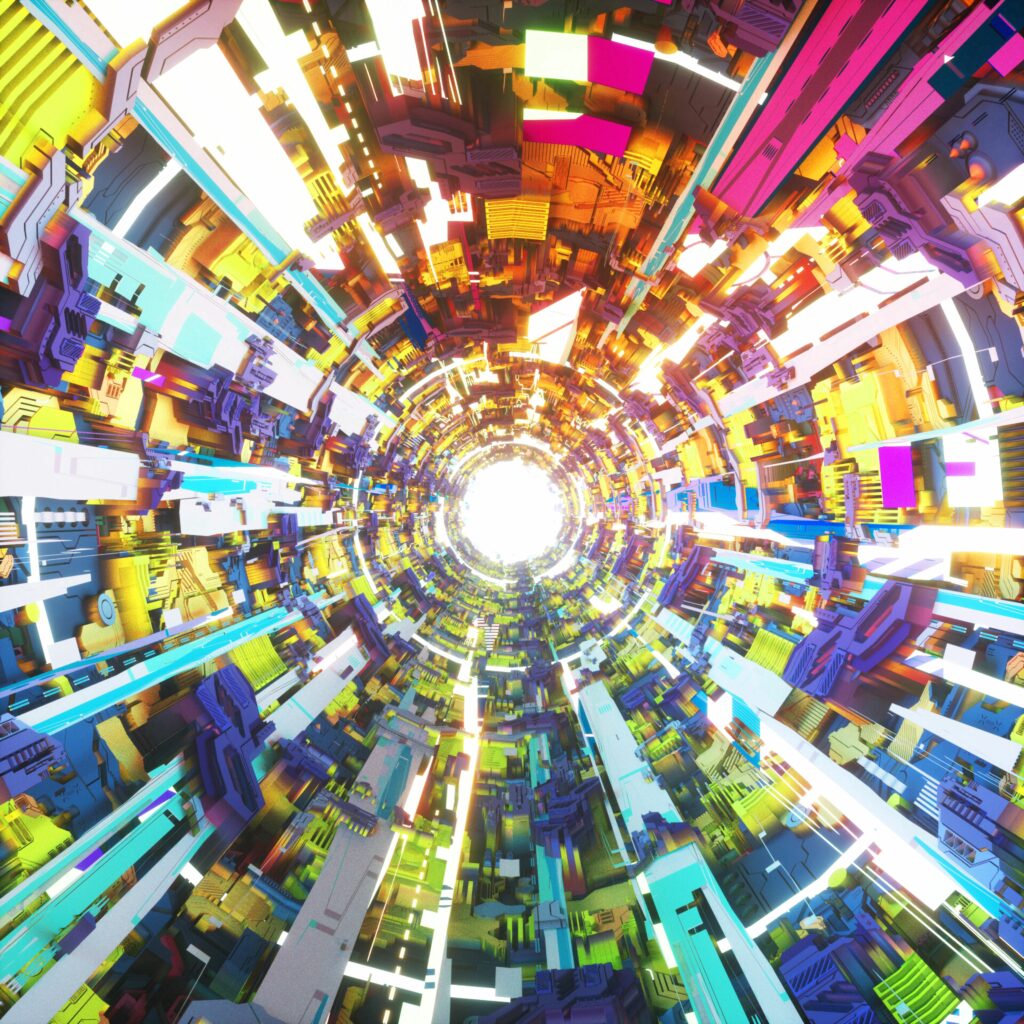 Vibrant Colorful Tunnel Wallpaper with Glowing Lights - Stunning Background