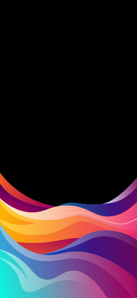 Vibrant Wave Wallpaper: Colorful Gradient on Black Background