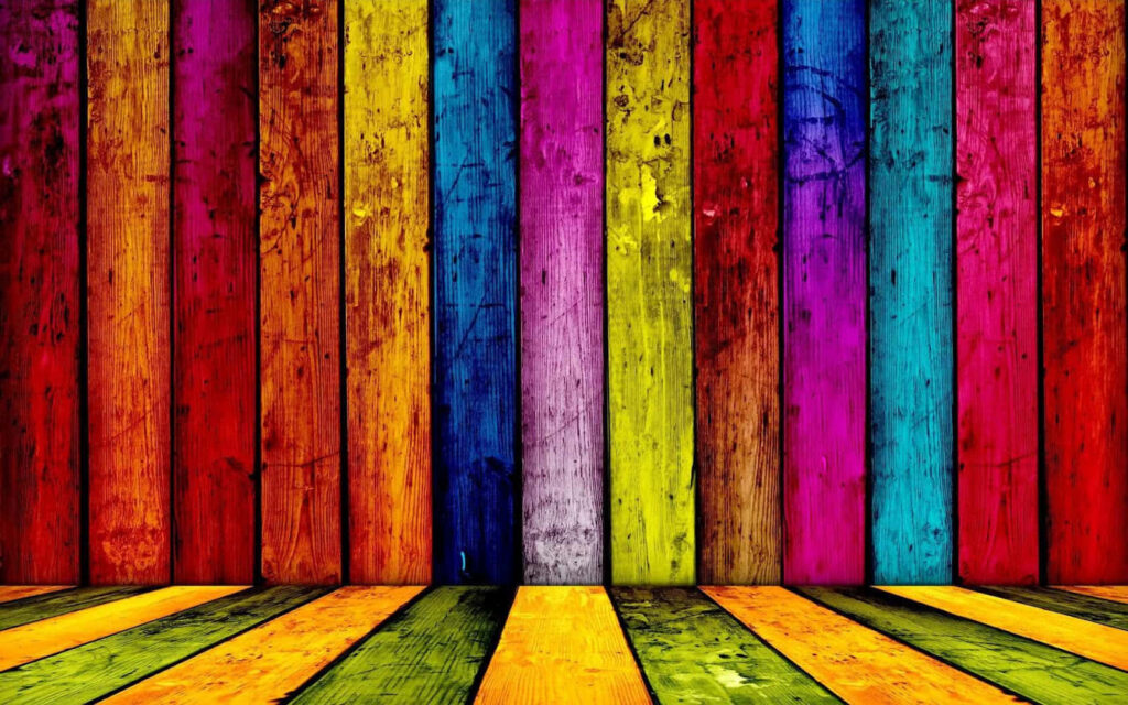 Vibrant Colorful Wooden Panels Abstract Wallpaper Background