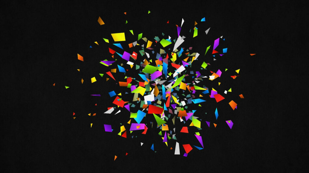 Vibrant Confetti Abstract Wallpaper on Deep Black Background