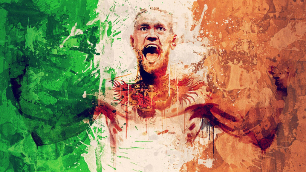 Vibrant Conor McGregor Wallpaper: Intense Irish Flag Design