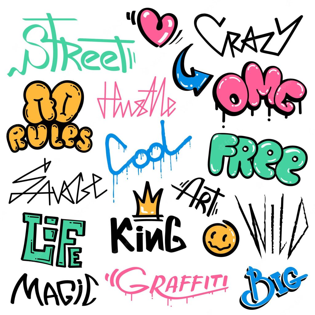 Vibrant drip graffiti art with street hustle king text and colorful playful icons on white background Wallpaper