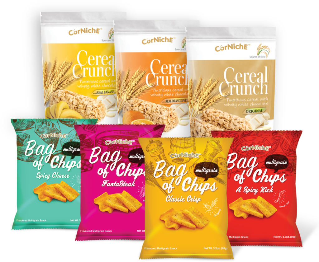Vibrant Corniche Snack Packs: Cereal Crunch & Flavorful Chips Wallpaper