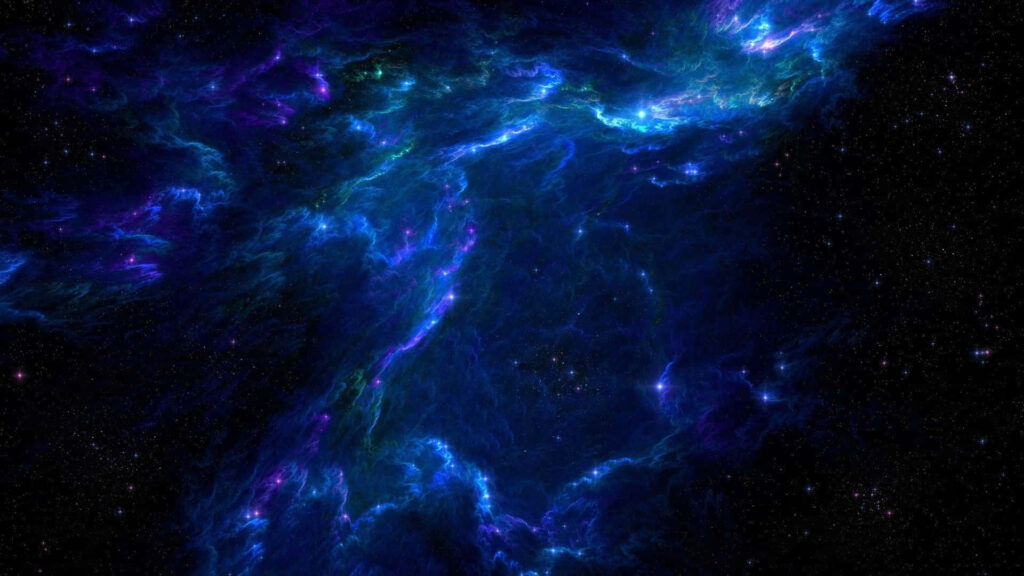 Stunning blue cosmic wallpaper with vibrant nebulas and twinkling stars in space.