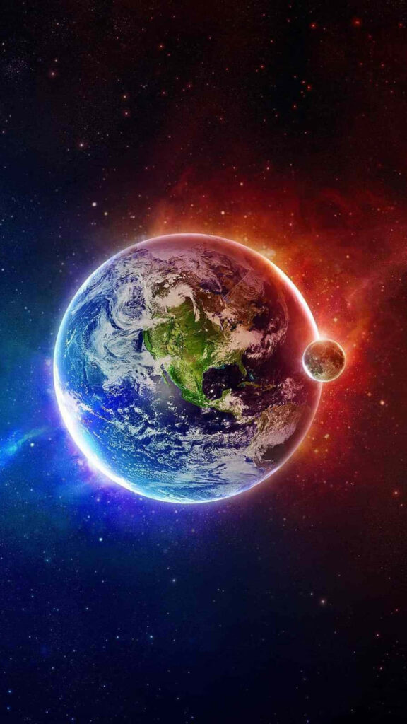 Vibrant Cosmic Earth Wallpaper: Celestial Stars & Radiant Colors