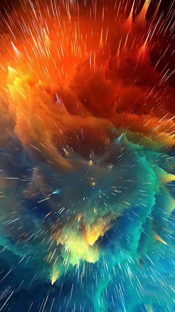 Vibrant Cosmic Explosion Wallpaper - Bright Colors & Dynamic Shapes