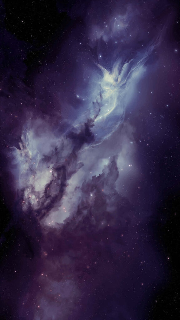 Vibrant cosmic galaxy wallpaper in blue, purple, and white for stunning space-themed decor.