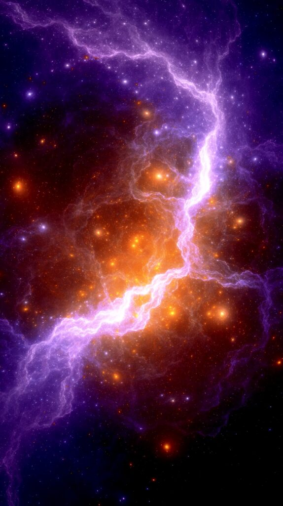 Vibrant Cosmic Lightning Wallpaper: Stunning 2048x3652 Background