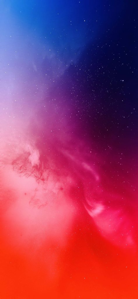 Vibrant cosmic nebula wallpaper with blue to red gradient stars for iPhone and Pro Max devices