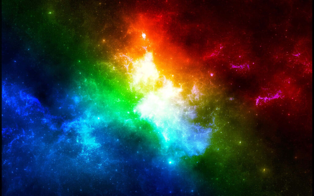 Colorful nebula wallpaper with radiant hues in deep space, featuring a stunning blend of red, orange, blue, and purple.