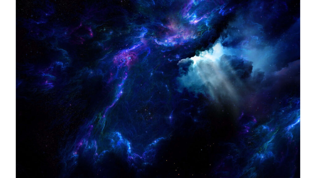 Vibrant cosmic wallpaper featuring a stunning nebula with glowing clouds in deep space.