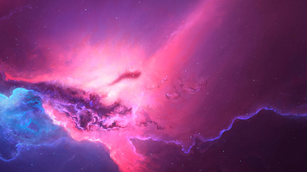 Vibrant cosmic nebula in pink, purple, and blue showcasing the beauty of the universe. Wallpaper