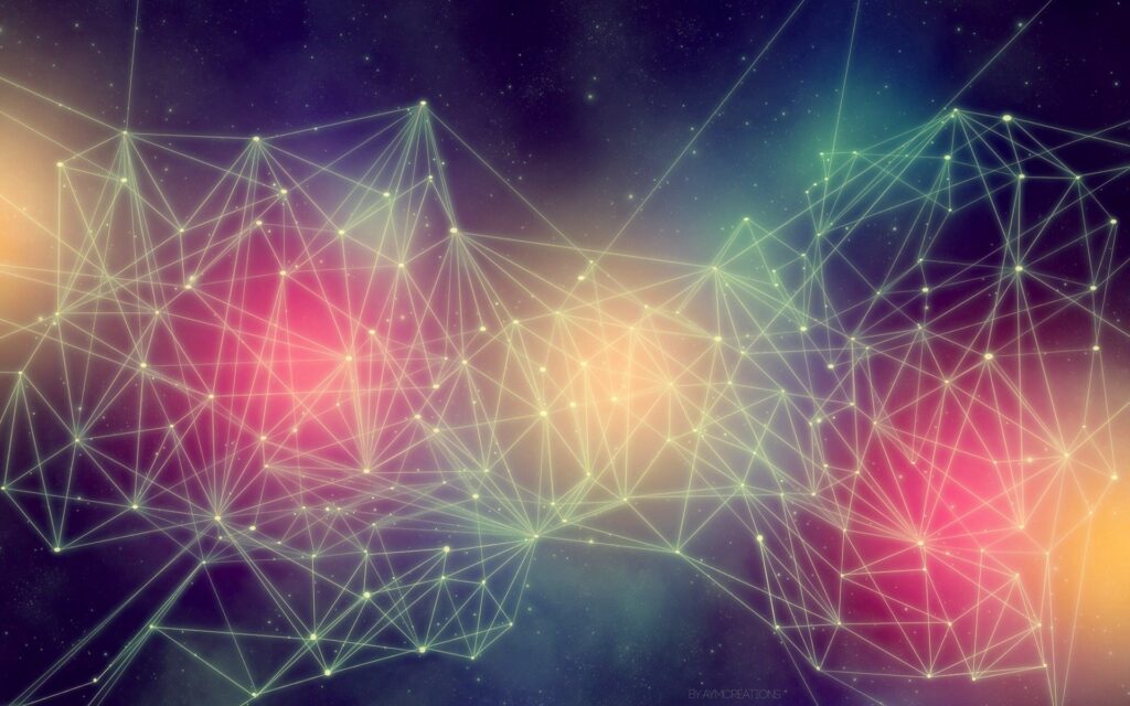 Cosmic Abstract Wallpaper: Vibrant Network Lines & Glowing Spots