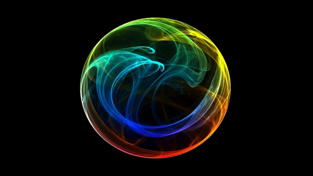 Radiant Glow: A Vibrant Animation of Colored Orb on Black Background Wallpaper