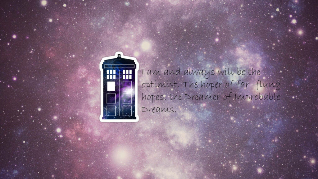 Vibrant Cosmic TARDIS Wallpaper with Inspirational Thirteenth Doctor Quote