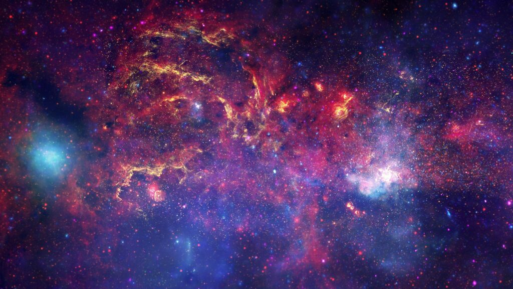 Vibrant Cosmic Wallpaper: Swirling Nebulae & Stars in 1920x1080