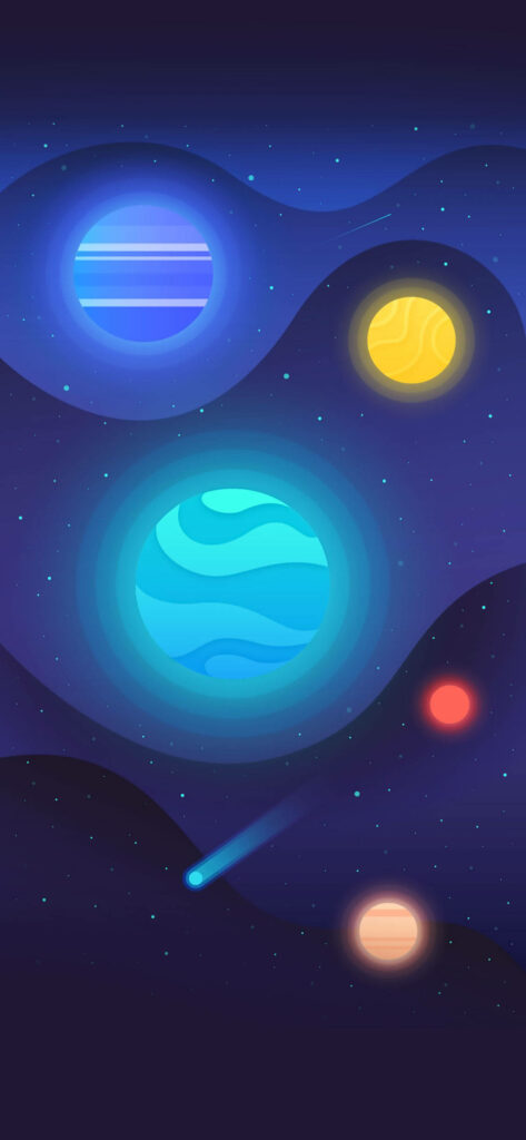 Vibrant Cosmic Digital Artwork Wallpaper: Colorful Planets & Comet