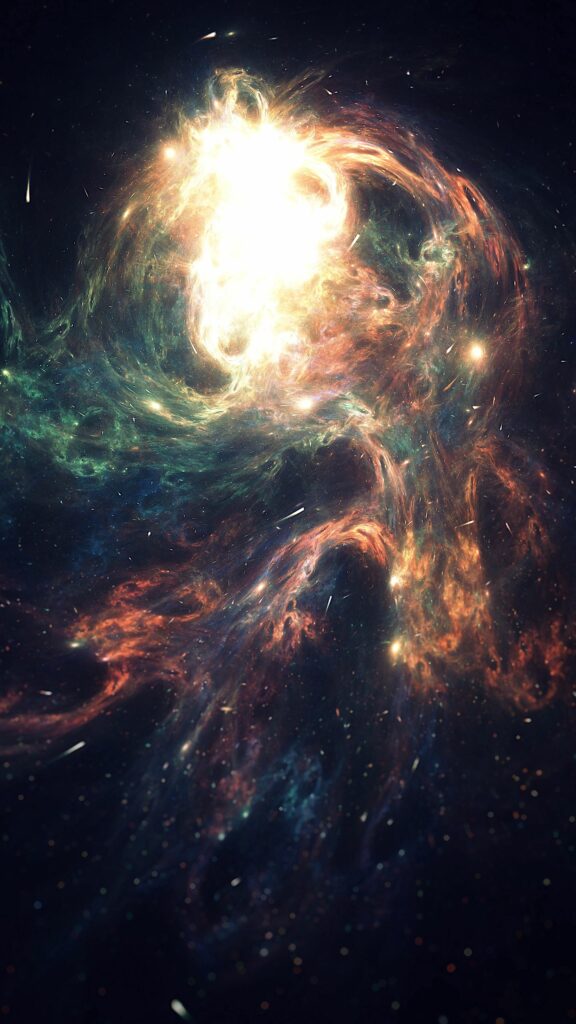 Vibrant Cosmic Abstract Wallpaper with Burst of Light - 1440x2560