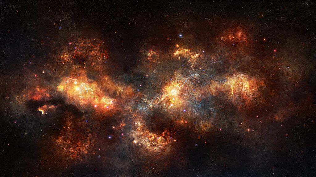 Vibrant Cosmic Wallpaper: Fiery Energy & Deep-Space Background