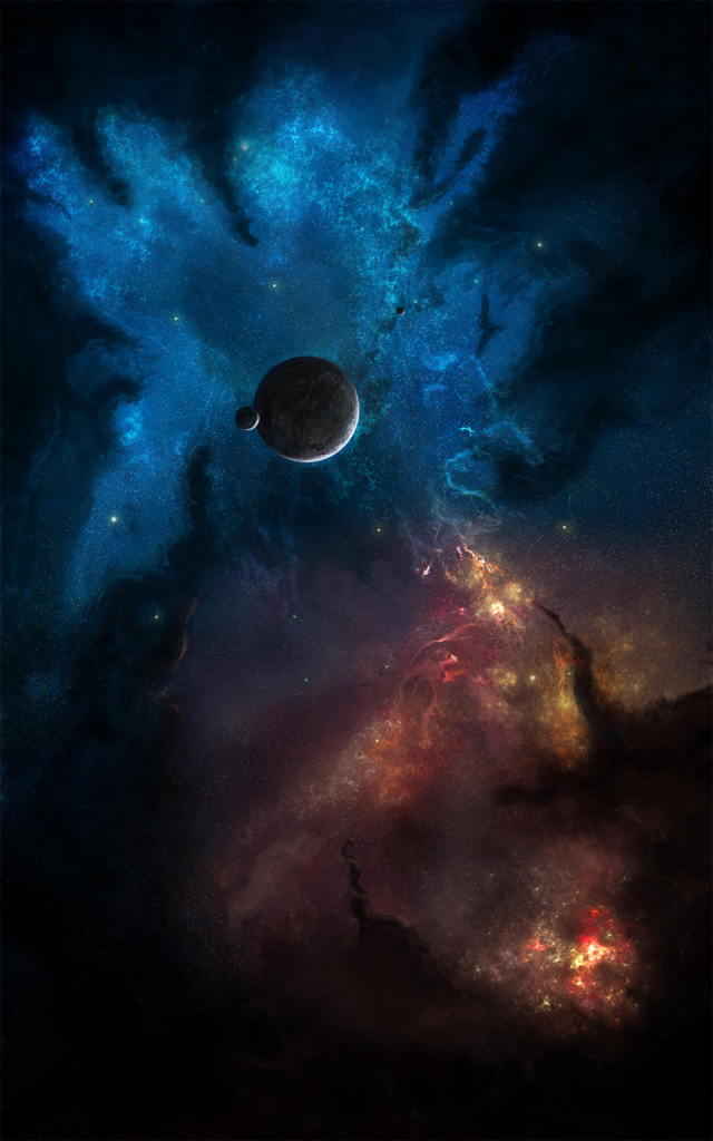 Vibrant Cosmic Scene Wallpaper: Galaxies & Nebulas in a Starry Sky