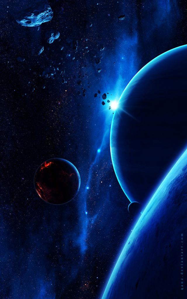 Vibrant Cosmic Wallpaper: Planets, Stars & Asteroids in Deep Space