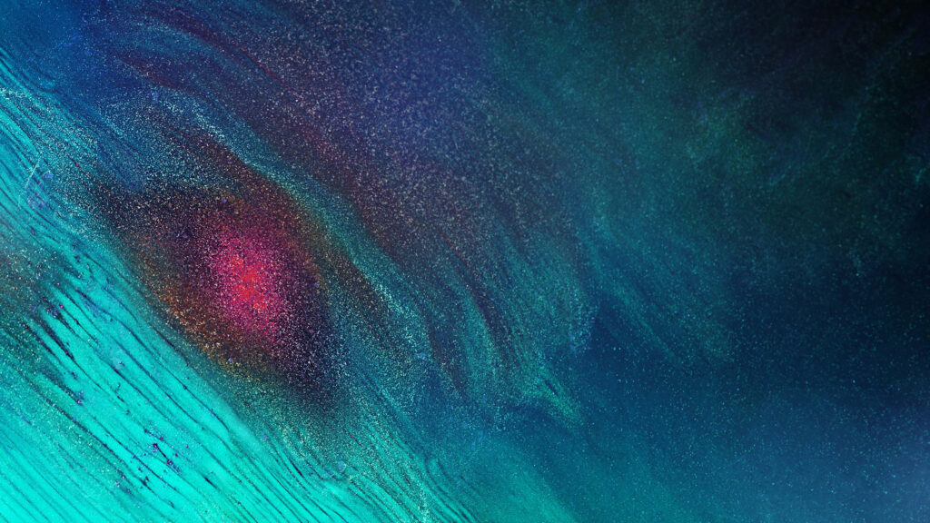 Cosmic Red Dome Wallpaper: Enhance Samsung DeX with Blue-Green Gradients