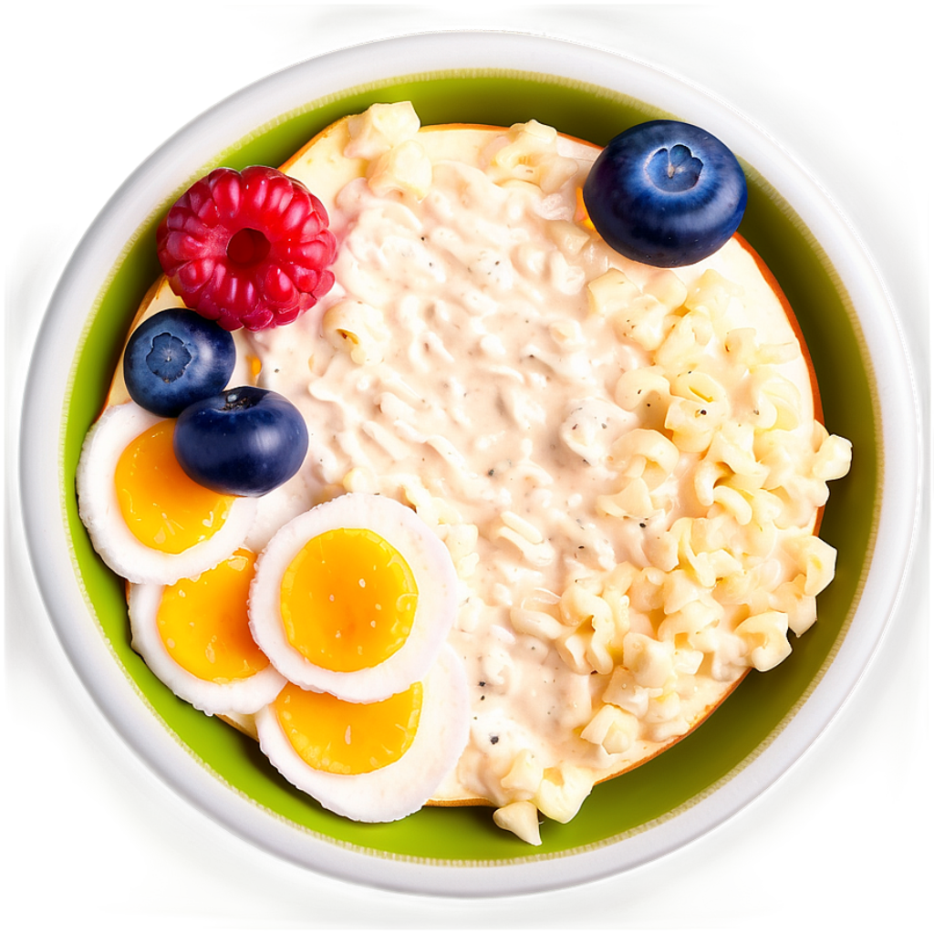 Vibrant Creamy Pasta with Soft-Boiled Eggs & Fresh Berries Wallpaper
