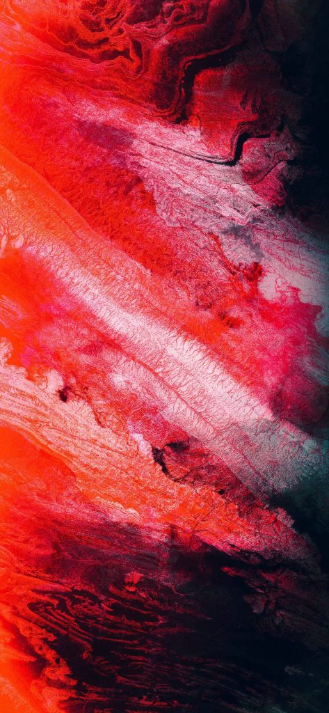 Abstract iPhone wallpaper with vibrant crimson red black and white marbled fluid design background