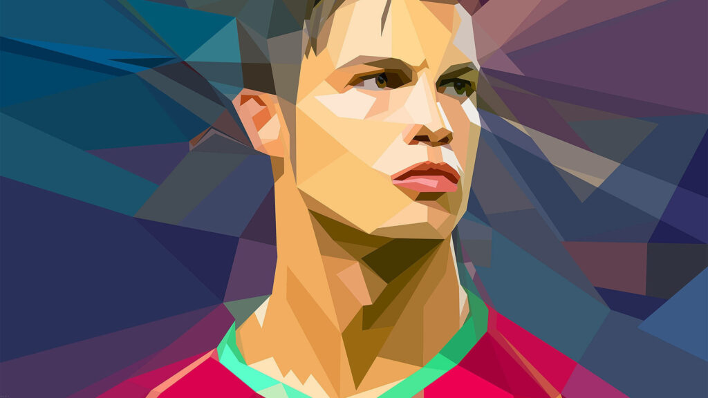 Vibrant Vector Art Wallpaper of Focused Cristiano Ronaldo