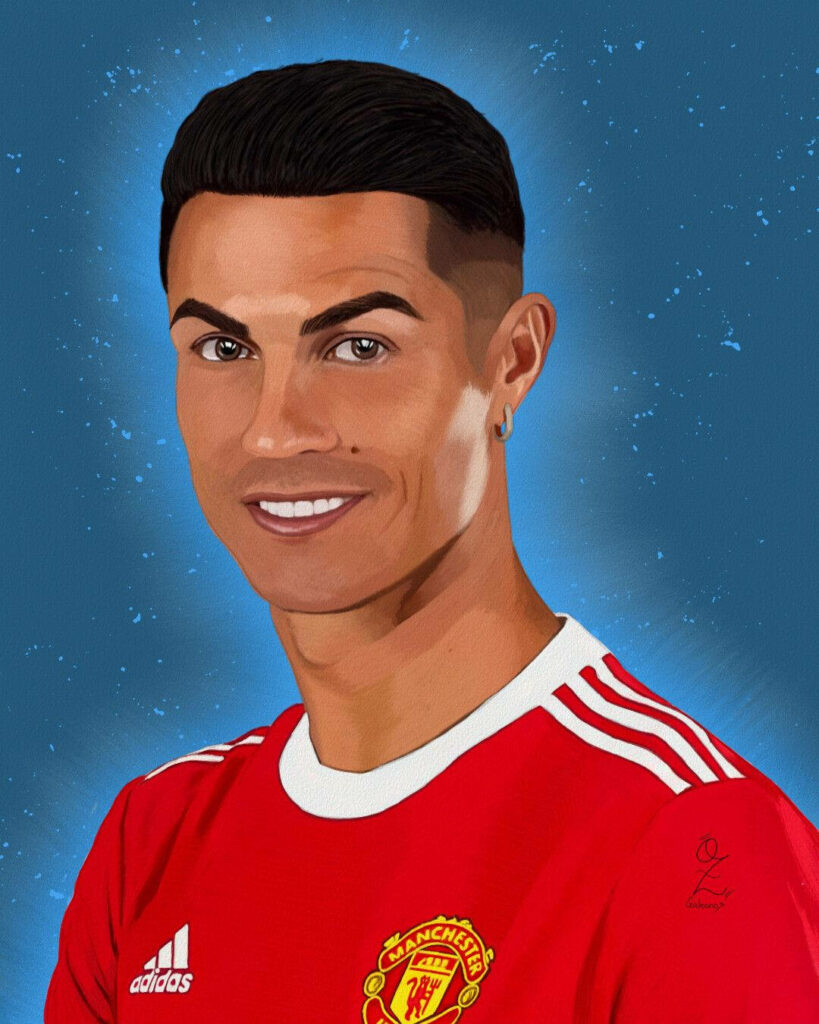 Vibrant Cristiano Ronaldo Portrait Wallpaper - Perfect for Fans!