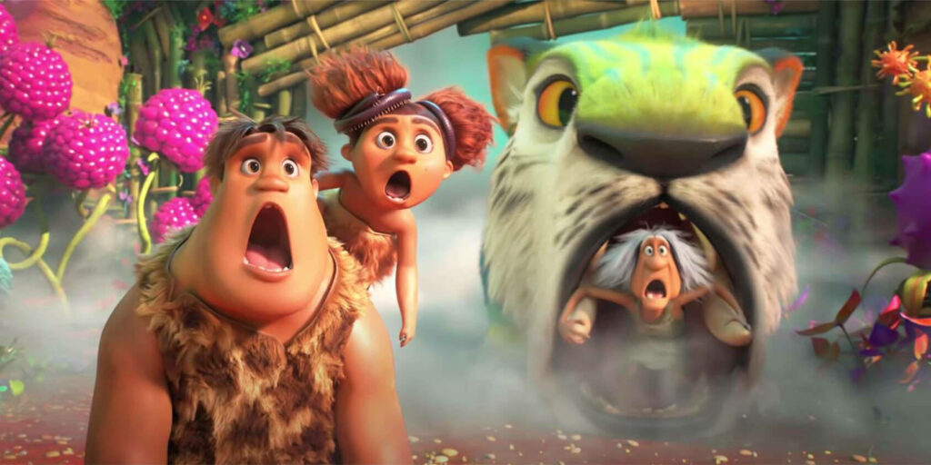 Exciting Croods Wallpaper: Shocked Characters & Prehistoric Adventure