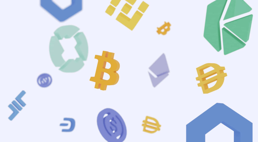 Vibrant wallpaper with Bitcoin Ethereum Binance logos showcasing digital currency trends background