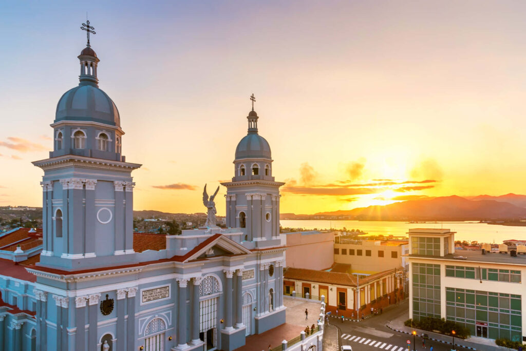 Cuban Sunset Wallpaper: Historic Church & Tropical Colors