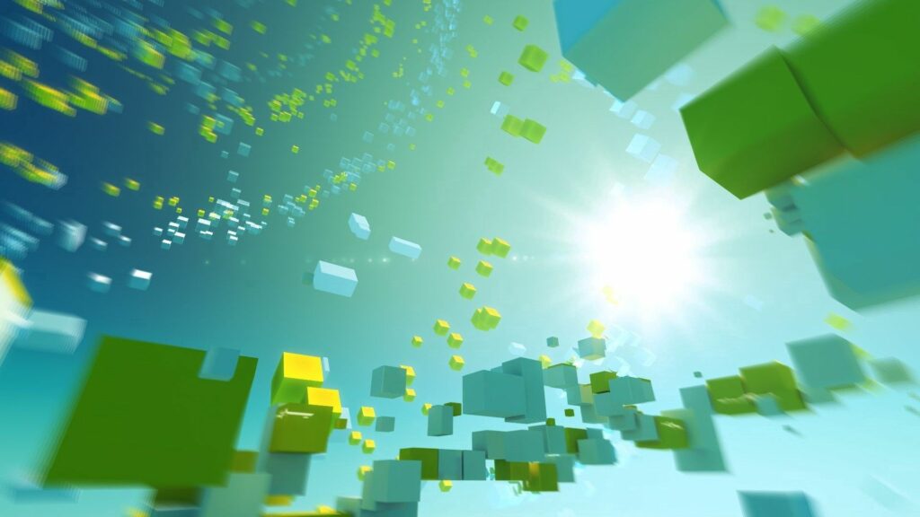 Vibrant Cubic Shapes in Sky-Inspired 1920x1080 Wallpaper