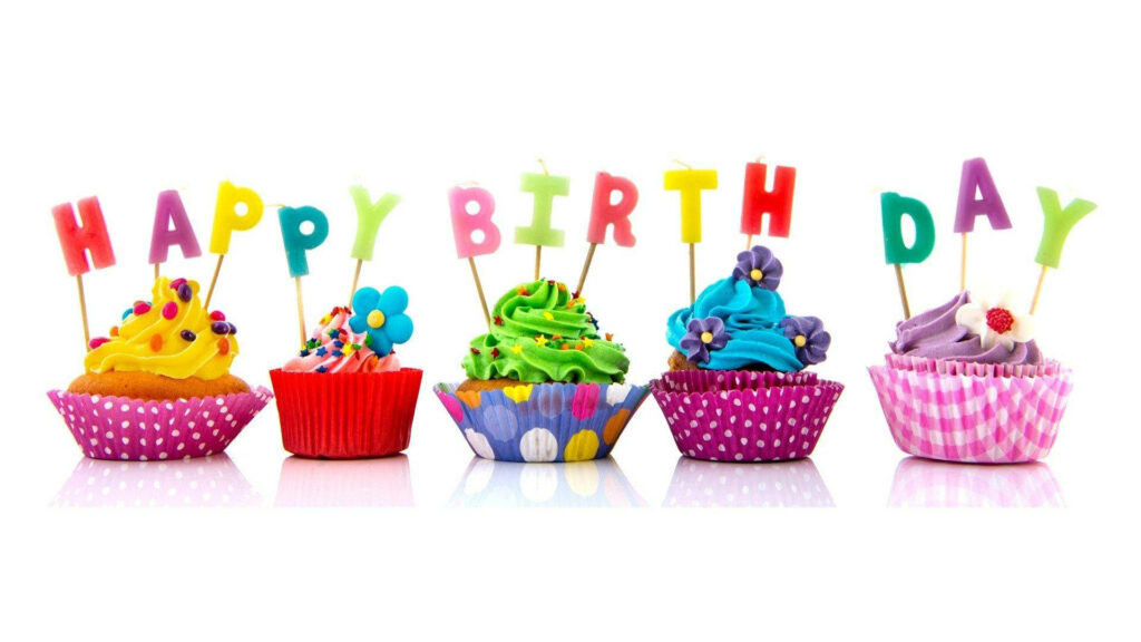 Colorful Cupcake Wallpaper: Happy Birthday Celebration Background